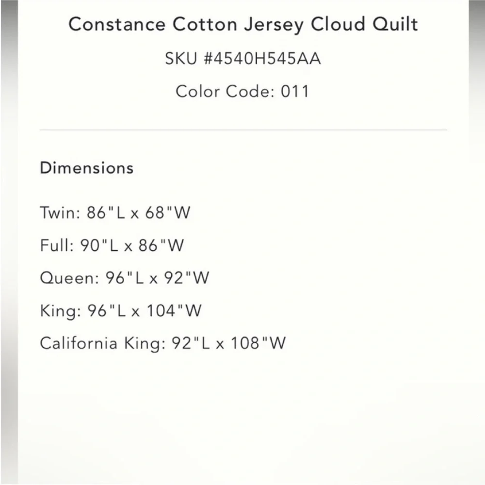Anthropologie Constance Cotton Jersey Cloud Quilt Size King NWT